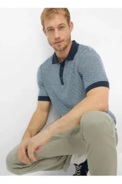 BRAX Strickpolo Pascal navy gemustert