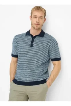 BRAX Strickpolo Pascal navy gemustert