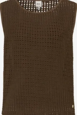 BRAX Top Ina Crochet-Optik Jersey dark ebony