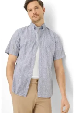 BRAX Ultra light Hemd Dan cove gemustert Modern Fit Kurzarm