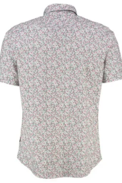 BRAX Ultra light Hemd Dan magenta geblümt Modern Fit Kurzarm