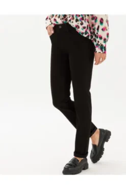 BRAX Winter-Dream-Hose Mary schwarz Slim Fit in angerauter Qualität