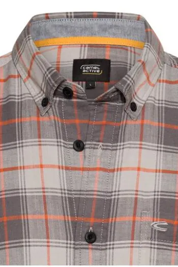 camel active Hemd brick orange kariert Regular Fit