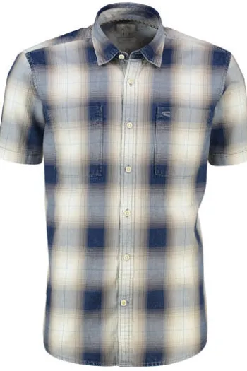 camel active Hemd dark navy kariert Regular Fit Halbarm