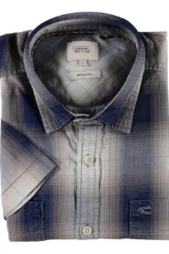 camel active Hemd dark navy kariert Regular Fit Halbarm