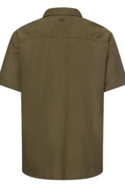 camel active Hemd deep olive gestreift Regular Fit Kurzarm