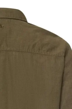 camel active Hemd deep olive gestreift Regular Fit Kurzarm