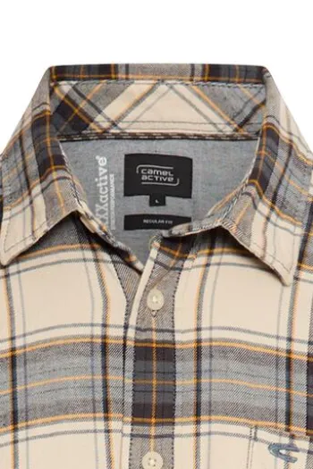 camel active Hemd oatmeal kariert Regular Fit Langarm