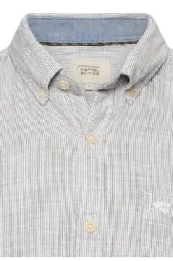 camel active Hemd offwhite gestreift Regular Fit Kurzarm