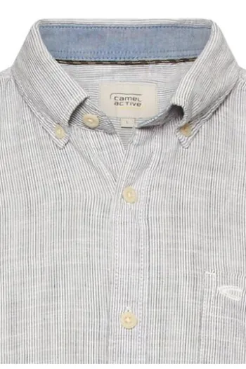 camel active Hemd offwhite gestreift Regular Fit Kurzarm