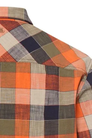 camel active Karo Hemd burned Orange kariert Regular Fit Kurzarm