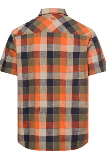 camel active Karo Hemd burned Orange kariert Regular Fit Kurzarm