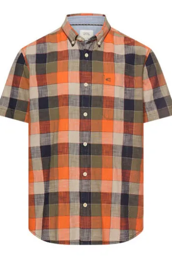 camel active Karo Hemd burned Orange kariert Regular Fit Kurzarm