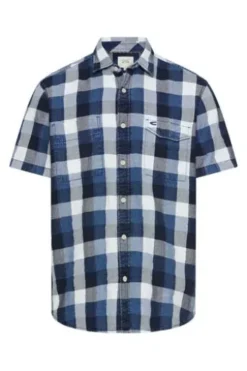 camel active Karo Hemd indigio blue kariert Regular Fit Kurzarm