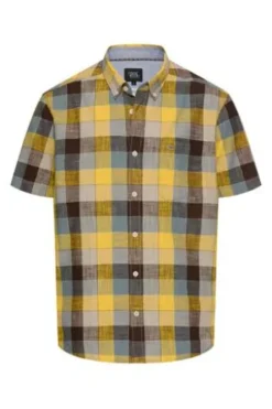camel active Karo Hemd sun yellow kariert Regular Fit Kurzarm