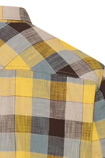 camel active Karo Hemd sun yellow kariert Regular Fit Kurzarm