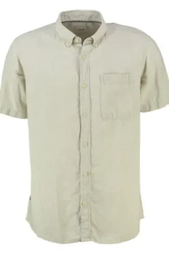 camel active Leinen Hemd beige Regular Fit Kurzarm