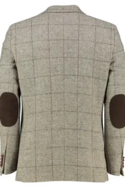 CARL GROSS Harris Tweed Sakko beige kariert Fischgrät