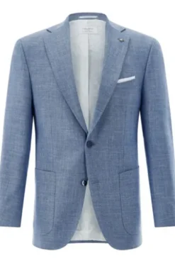 CARL GROSS Sakko Sander blau mit Wolle