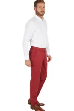 CLUB OF COMFORT Baumwoll-Stretch-Hose rot Garvey Pima Cotton mit Sonnenschutz