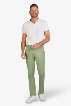 CLUB OF COMFORT Baumwoll-Stretch-Hose grün Garvey Pima Cotton mit Sonnenschutz