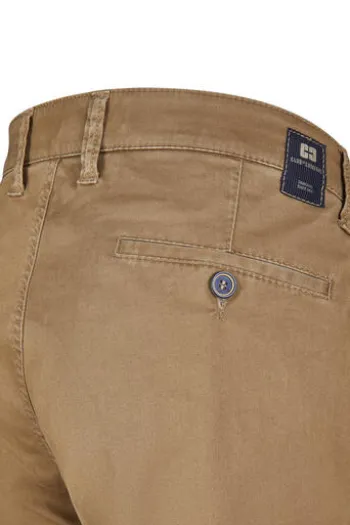CLUB OF COMFORT High Stretch Baumwoll-Hose hellbraun Garvey Flat-Front