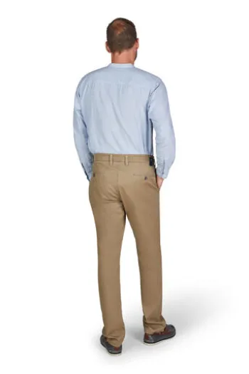CLUB OF COMFORT High Stretch Baumwoll-Hose hellbraun Garvey Flat-Front