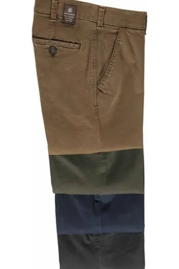 CLUB OF COMFORT High Stretch Baumwoll-Hose anthrazit Garvey Flat-Front
