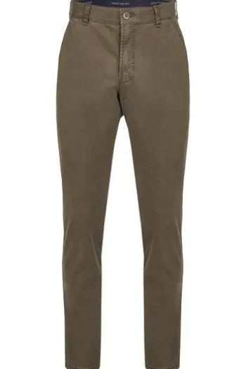 CLUB OF COMFORT High Stretch Baumwoll-Hose oliv mit Diamantschliff