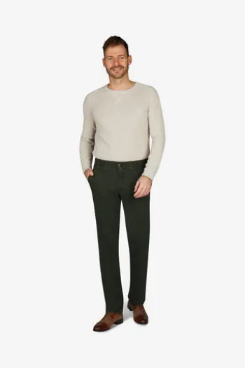 CLUB OF COMFORT High Stretch Baumwoll-Hose oliv mit Diamantschliff