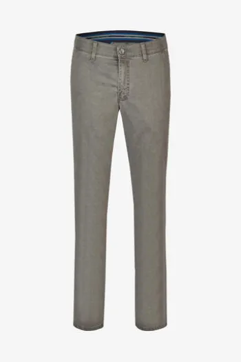 CLUB OF COMFORT High Stretch Baumwoll-Hose grau Garvey Flat-Front