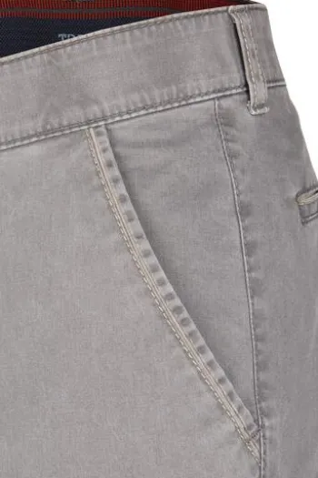 CLUB OF COMFORT High Stretch Baumwoll-Hose grau Garvey Flat-Front