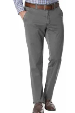 CLUB OF COMFORT High Stretch Baumwoll-Hose grau Garvey Flat-Front