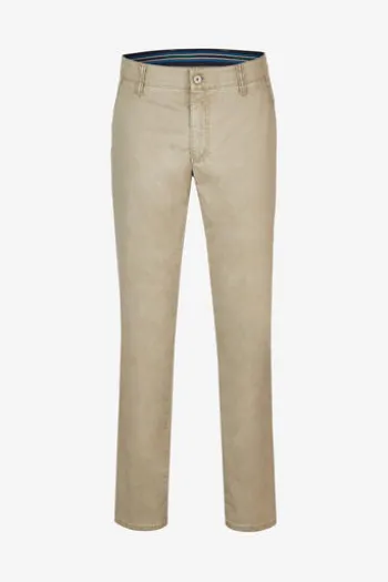 CLUB OF COMFORT High Stretch Baumwoll-Hose beige Garvey Flat-Front