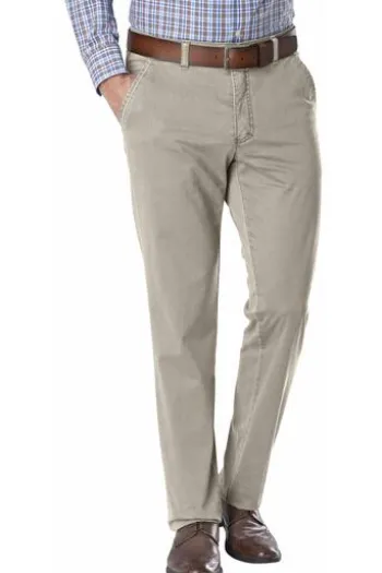 CLUB OF COMFORT High Stretch Baumwoll-Hose beige Garvey Flat-Front