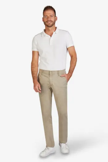 CLUB OF COMFORT High Stretch Baumwoll-Hose beige Garvey Flat-Front