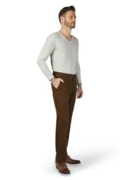 CLUB OF COMFORT High Stretch Baumwoll-Hose braun mit Diamantschliff