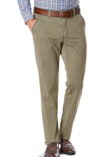 CLUB OF COMFORT High Stretch Baumwoll-Hose khaki Garvey Flat-Front