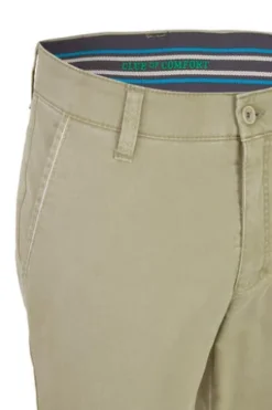 CLUB OF COMFORT High Stretch Baumwoll-Hose khaki Garvey Flat-Front
