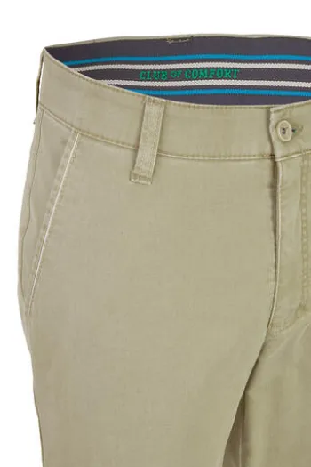 CLUB OF COMFORT High Stretch Baumwoll-Hose khaki Garvey Flat-Front