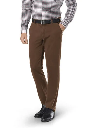 CLUB OF COMFORT High Stretch Baumwoll-Hose cognac Garvey Flat-Front