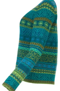 DUNQUE Jacquard-Pullover grün-bunt gemustert