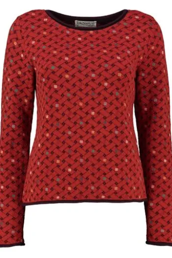 DUNQUE Jacquard-Pullover rot aus hochwertiger Natur-Qualität