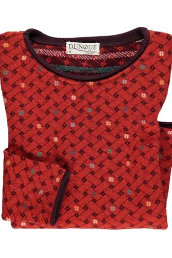 DUNQUE Jacquard-Pullover rot aus hochwertiger Natur-Qualität