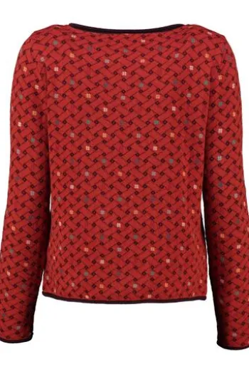 DUNQUE Jacquard-Pullover rot aus hochwertiger Natur-Qualität