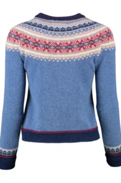 ERIBE Pullover Alpine blue morning gemustert im Fair-Isle Strickmuster