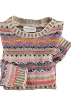 ERIBE Pullover coral im Fair-Isle Strickmuster