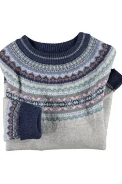 ERIBE Pullover grau im Fair-Isle-Strickmuster