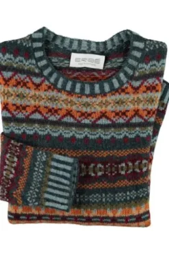 ERIBE Pullover petrol im Fair-Isle Strickmuster