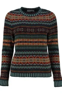 ERIBE Pullover petrol im Fair-Isle Strickmuster